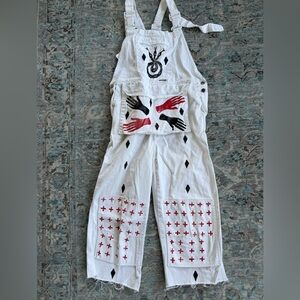 Beautiful One-of-a-Kind Hand-Painted Pierrot Painters Overalls by Brass Arrow